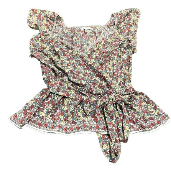 Max Studio Tops - Max Studio Women’s Floral Flutter Sleeve Peplum Blouse Boho Fairy Medium